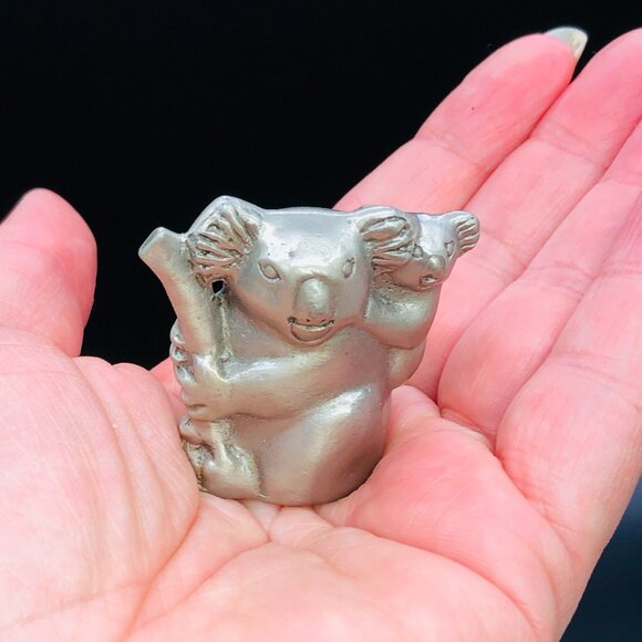 Vintage Royal Selangor Pewter Koala Bear Mom Baby Miniature Figurine- Retired - Picture 6 of 8